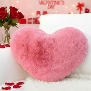 Yhoelata Coussin Coeur Gro&szlig;, Coussin en Forme de Coeur Rose Vif, Oreiller C&oelig;ur Coussins D&eacute;coratif en Peluche, Coussins D&eacute;coration Canap&eacute;, Deco Chambre Ado Fille, 38x48 cm (Yhoelata, neuf)