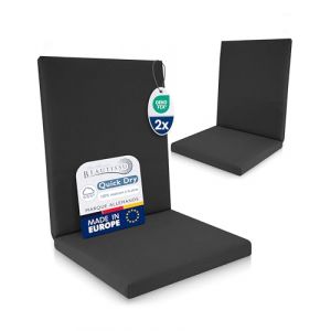 Beautissu Lot de 2 Coussin Chaise Jardin Bas Dossier 100% Imperméable 100x50 cm - Résistant-UV Confortables & Facile à Entretenir Lavable - Quick Dry Coussin Exterieur Fauteuil Jardin Anthracite (Brandvin, neuf)