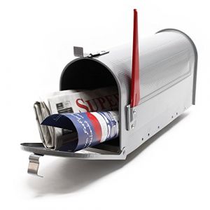 Wiltec Boîte aux Lettres Design Style américain, 180 x 220 x 480 mm, Couleur Gris argenté, Acier galvanisé, Boîte Postale US Mailbox avec Fanion Rouge (Wiltec Wildanger Technik GmbH, neuf)