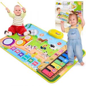Dromlag Tapis Musical Jouet Enfant 1 2 Ans, Tapis Piano Bebe avec 10 Sons d'animaux Jouet Bebe Fille Garcon 1 2 an Cadeau Enfant Bebe Fille Garcon 1 2 Ans, Tapis De Jeux Bebe 1 an (BOCA WEB, neuf)
