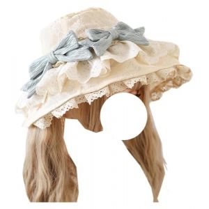 NXSLONE Lolita Coiffe, Bandeau Lolita, Chapeau en Dentelle avec nœud for Femmes, Chapeau Seau Fascinant, Lolita, Mignon, Chapeau de Soleil, Plage, Vacances, Voyage(Mint Green Bow) (Morty Bazaar, neuf)