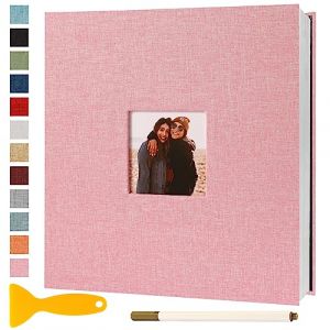 Album Photo Adhesif Vierge 28x27 CM Classeur Photo Livre Photo Personnalisable Scrapbook de Classe Mariage Livre D'or Enfant Bebe Carte Postale DIY, 40 Pages Rose (Semfalbuums, neuf)