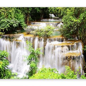 murando - Papier peint panoramique moderne 300x210 cm - Revêtement mural décoration pour chambre salon - Design moderne - Blanc vert - Des arbres nature paysage rivière l'eau cascade 10110903-46 (murando, neuf)