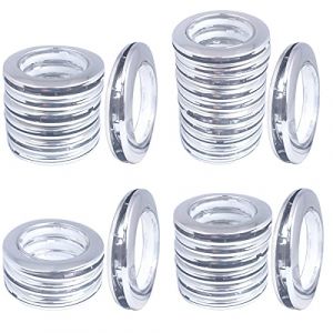 Paquet de 32 Oeillets Rideaux à Clipser, diamètre intérieur 1-9/16 "(40 mm) Anneaux Rideaux Douche Romain kit d’œillets pour Rideau Outil d’ œillet à battant Accessoire (Argent Clair) (JUWUYI, neuf)