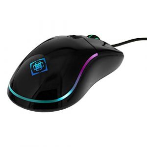 Deltaco Souris Gamer Glossy PC Filaire Programmable Ambidextre - 9 Modes RGB - PPP/DPI 400 &agrave; 5000-6 Boutons (Molette Incluse) - L&eacute;g&egrave;re 93 g - USB - Noir (1foDiscount, neuf)