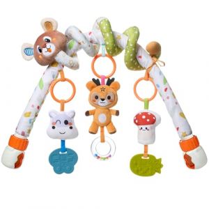TUMAMA Arche Poussette avec Jouet Spiral 0 3 6 9 12 18 Mois Arche d'activités Bébé Siège Auto Clip Arche d'Éveil Mobile Hochet 3 Animeaux Sensoriel Cadeau Nouveau-né (Kids Toys Care, neuf)