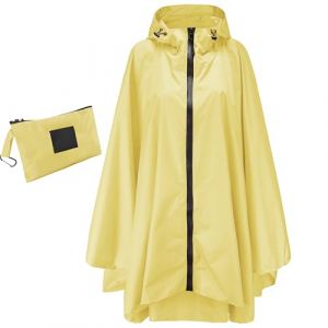 Femmes Imperméable Poncho de Pluie Stylé Réutilisable Poncho de Hiking Cycling Outdoor Polyvalent Veste de avec Capuche (Jaune) (GREEN-EU, neuf)