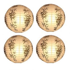 Vastsea 4 Pi&egrave;ces Lanterne en Papier, Motif De Bambou Rond Lampe, Abat-Jour Lanterne Ronde en Papier, pour La D&eacute;coration de La Maison du Restaurant (20cm) (Vastsea, neuf)