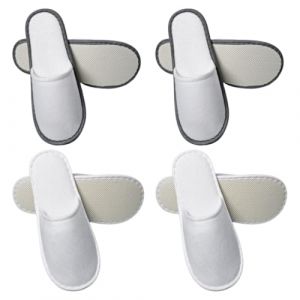 4 Paires de Chausson Hotel Jetable Femmes Hommes, de Pantoufles d'H&ocirc;tel Jetables &agrave; Bout Ferm&eacute;, Pantoufles d'Invit&eacute; Confortables Doux Antid&eacute;rapants, pour H&ocirc;tels et Spa, Maison, Voyage (guangzhouziqing, neuf)