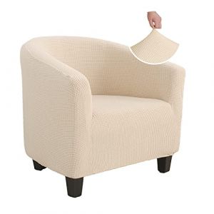 Jaotto Housse de Fauteui Cabriolet 1 Place, Housse de Fauteui Crapaud Extensible Chesterfield,Housse Fauteuil Salon Club il Lavable,Couverture de Fauteuil Facile à Installerr(Jacquard#Beige,1 Pièce) (Jaotto, neuf)
