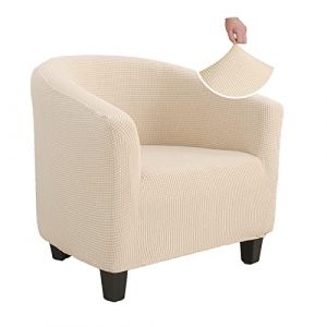 Jaotto Housse de Fauteuil Cabriolet 1 Place, Housse de Fauteuil Crapaud Extensible Chesterfield,Housse Fauteuil Salon Club il Lavable,Couverture de Fauteuil Facile à Installerr(Jacquard#Beige,1 Pièce) (Jaotto, neuf)