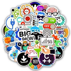 SetProducts Top Stickers ! Lot de 50 Stickers Programmation Informatique - Autocollant Top Qualit&eacute; Non Vulgaires &ndash; Internet, Geek, PC - Customisation Portable, Bagages, Moto, v&eacute;lo, Skateboard (NATUR'HALL, neuf)