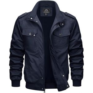 MAGCOMSEN Veste Militaire Homme, Cargo d'extérieur Mi-Saison Pour, Coupe-Vent, Pour le Printemps Décontractée en Coton, Col Montant, Veste de Travail à Poches Multiples (MAGCOMSEN SHOP, neuf)