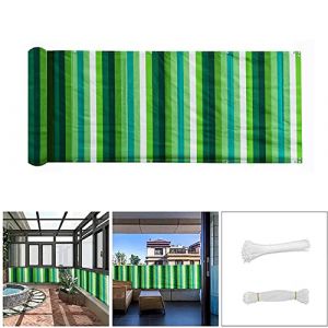 QINGLV Brise Vue Balcon 80x300cm Brise-Vue pour Balcon Protection UV RéSistant Aux IntempéRies Toile Brise Vue Balcon avec Corde en Nylon Et Serre-CâBle -Rayures Vertes Et Blanches (YuLinASiYaKuaTouShangMaoYouXianGongSi, neuf)