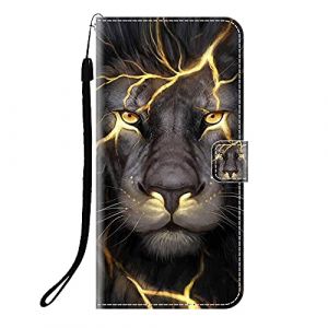 Sunrive Coque Compatible avec Wiko Power U10, Housse Mignon &Eacute;tui avec Fonction de Support Etui Protecteur Protection Portefeuille Cas Magn&eacute;tique PU Cuir(Q Lion)+Stylet OFFERTS (sunrive, neuf)