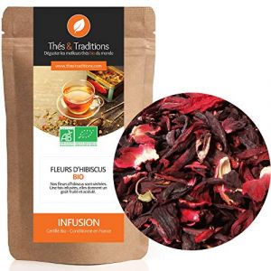 Tisane Fleurs d'hibiscus Bio | Sachet 100g vrac | ★ Certifié Agriculture biologique ★ (Thés & Traditions, neuf)