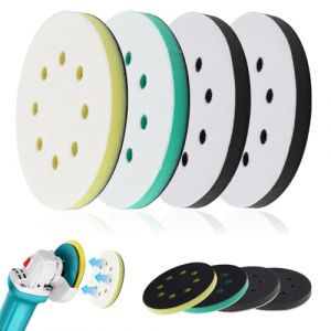 WEDAMOO 4 Pièces 125 mm Tampon de Ponçage Souple, Tampon d'Interface Ponceuse, Tampon Interface en Éponge pour Disques de Ponçage, Plateau de Ponçage en Mousse(8 Trous) (Quanranshengtai, neuf)