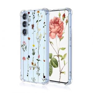 YUEQIAN Coque pour Samsung Galaxy S25+ Plus, Floral Fleurs 3D animé Motif Transparent Anti-Rayures Femme Étui, Très Mince Souple TPU Silicone Antichoc Housse Case (Vigne) (YUEQIAN-EU, neuf)
