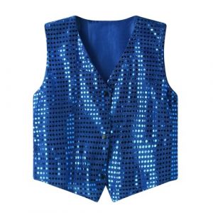 Gilet Sans Manche Paillette Homme,Gilet Homme Costume Hippie Homme N&oelig;ud Papillon Paillettes Homme Gilet Costume Homme Steampunk Blazer A Paillettes Homme Gilet Tendance Homme Gilet Costume Homme Jaune (IHUAE, neuf)