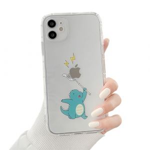 Rokmym Coque Compatible avec iPhone 14 Pro,Coque Transparent Silicone TPU Case Motif Dinosaure Cr&eacute;atif pour Femmes Filles Mode Doux Flexible Durable Coque pour iPhone 14 Pro,Dinosaure Vert (Rembcom, neuf)