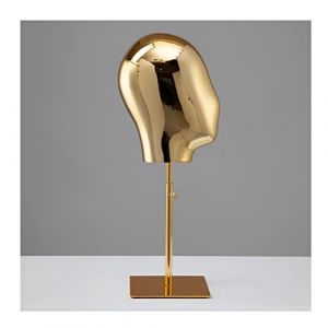 T&ecirc;te de Mannequin T&ecirc;te De Mannequin Femme en Fer Dor&eacute;, Chapeau, Lunettes, &Eacute;charpe, Lunettes, Perruque, Affichage, T&ecirc;te De Mannequin Femme, avec Support R&eacute;glable (yuefangde, neuf)