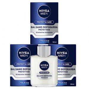 Nivea Men Protect & Care Baume après-rasage pour homme à l'aloe vera, vitamine E et pro-vitamine B5, baume à barbe hydratant, 3 flacons de 100 ml (laril-shop, neuf)