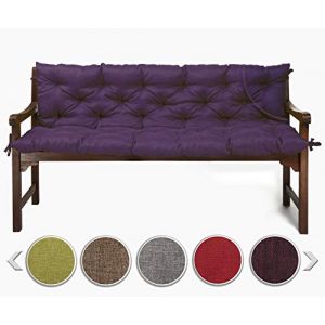 sunnypillow Ensemble Coussin matelassé pour Banc de Jardin 160 x 50 x 50 cm Tailles et Couleurs à Choisir Assise + Dossier pour Banc de terrasse/Balcon/Banquette/Siège+ Appui Violet (Mcsammler, neuf)