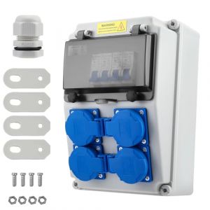 Coffret de Chantier, Tableau &Eacute;lectrique 16A Coffret &Eacute;lectrique en Saillie Avec 230V Coffret de Chantier &Eacute;tanche IP67 Coffret &Eacute;lectrique Mural R&eacute;partiteur pour Atelier Ou Chantier Int&eacute;rieur Ext&eacute;rieur (Maksimshopco, neuf)