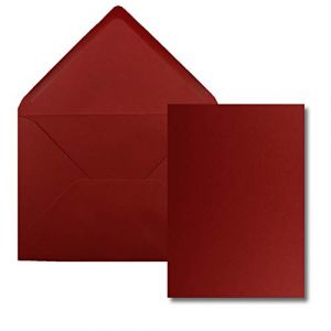 Lot de 75 cartes avec enveloppe - Cartes simples, format A5, 14,8 x 21 cm, rouge foncé - Avec enveloppes DIN C5, 15,4 x 22 cm, rouge foncé - Fermeture par collage humide (GUSTAV NEUSER GmbH, neuf)