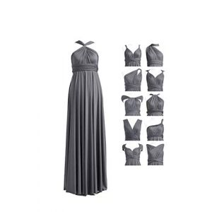 72styles Robe Infinity avec Bandeau, Robe Demoiselle d'honneur Femme Convertible, Longue, Grande Taille, Multi-Way, Soir&eacute;e,Mariage Invit&eacute;e, Gris Anthracite, Taille Unique (INFINITYDRESS, neuf)