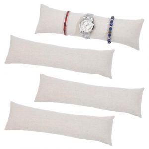 PH PandaHall 4pcs Longs Oreillers de Montre 28.5x8cm Coussin de Bracelet en Velours Beige pour Pr&eacute;sentoir de Montres avec des scintilles pour Organisateur de Pr&eacute;sentoir de Bijoux (PandaHall FR, neuf)