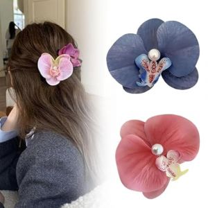 Pinces à cheveux fleur d'orchidée papillon, épingle à cheveux orchidée papillon bohème, pinces à cheveux élégantes fleur d'orchidée artificielle en soie, pinces à cheveux fleur for femmes (Color : CO (Tong Ting Official Store, neuf)
