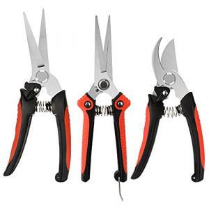 J&D S&eacute;cateur Jardin Set, Professional S&eacute;cateur Main Bypass Cisailles d'&eacute;lagage Ciseaux &agrave; Fleurs Cisailles &agrave; Haie pour Travaux de Jardin et Pelouse, Verrou &agrave; Ressort en Acier Inoxydable - 3 Pi&egrave;ces (J&D Tech FR, neuf)