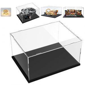 Vitrine Acrylique pour Collection pour Lego Faucon Millenium 75375 pour Central Perk 21319 pour Fast and Furious 42204 pour 75380 42151, Boite Plexiglas Transparente Rangements, Noir 35x25x15cm (ELEpure, neuf)