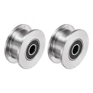 QUARKZMAN 2Pièces Roue à Gorge en H, 1,89" Rouleaux à Double Roulement en Acier Inoxydable 304 pour Rail Inversé, Machines Industrielles, Portail Coulissant (QUARKZMAN, neuf)