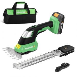 WORKPROX Cisaille Sculpte-Haie sans Fil 20V, Taille-Herbes Électrique avec Batterie 2,0Ah, Longueur/Largeur de Coupe 20 cm/14,5 cm, Ø8 mm, Outil de Jardin pour Gazon, Haies et Élagage, Noir & Vert (TS.Werkzeug, neuf)