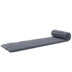 Leewadee Matelas De Sol Pliable, Futon Japonais Enroulable, Lit D'Appoint, Chauffeuse, Tapis De Yoga Ou Méditation en Kapok, 190 x 50 cm, Anthracite (Leewadee, neuf)