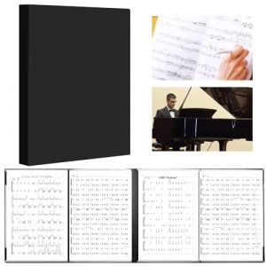 Classeur à partitions 4 côtés - Pliable - Format A4 - Avec 52 pochettes transparentes - Noir - Classeur de musique - Dossier de présentation - Pupitre de musique pour partitions d'instrumentaliste et (REACHING STAR UK, neuf)