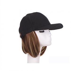 Bonnet de perruque Casquette courte BoB perruque de cheveux casquette quotidienne perruque de cheveux cheveux courts casquette de baseball de c&eacute;l&eacute;brit&eacute; chapeau noir et blanc Chapeau de perruque(3) (haikouhua, neuf)