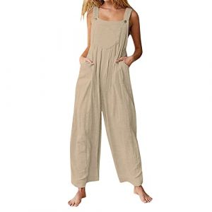 Combinaisons et Combishorts Femme Salopettes Femme Salopette Ample Décontractée pour Femmes avec Bretelles Réglables Combinaison Femme Chic pour Soirée Combinaison Femme Ete (Beige,S) (EZJOBLA(7-12 days delivery), neuf)