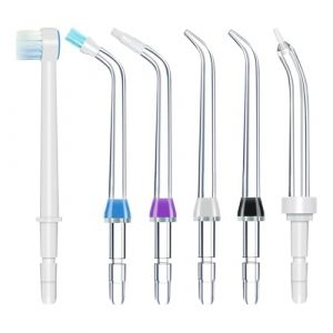 Tiardey 6 pièces embouts de rechange pour hydropulseur, têtes de recharge pour hydropulseur, irrigateur oral de remplacement (bleu, violet, noir, blanc) (Tiardey, neuf)