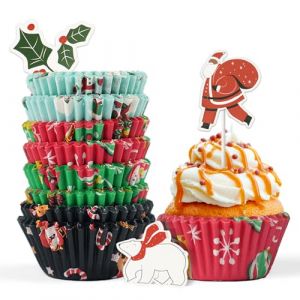 Bake Choice 200 pi&egrave;ces Caissette Muffins Papier avec 12 Toppers,Moule Muffins Papier Standard 5 cm,parfait pour les F&ecirc;tes de No&euml;l,les &eacute;v&eacute;nements Scolaires et la p&acirc;tisserie en Famille (BakeChoice, neuf)