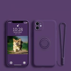 SSASMEU Coque de Luxe en Silicone Liquide Souple pour iPhone 15, 16, 14, 13, 12, Mini, 11 Pro, XS, X Max, 7, 8, 6S Plus, XR, SE, Support avec Anneau et dragonne, Violet fonc&eacute;, pour 11 Pro 5,8 Pouces (SSASM, neuf)