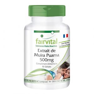 Fairvital | Extrait de Muira Puama 500mg - concentré 10x - VEGAN - Fortement dosé - 90 Capsules (Fairvital - substances vitales bioactives, neuf)