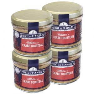Rillettes de crabe tourteau Pointe de Penmarc'h le lot de 4 verrines de 100 g - Livraison en 2 à 3 jours ouvrés depuis la Bretagne (Pointe de Penmarc'h, neuf)