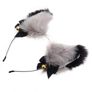FRCOLOR Bandeau De Cloche D'oreille De Chat Décorations D'arbre à Mémoire Chapeaux Grille De Refroidissement Ronde Bandeau Chat Groupe Bandeau De Sport Figurine Mini Anges En Tissu Grey (Laners, neuf)