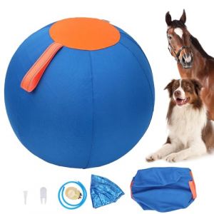 MiOYOOW 45CM Grandes Balles de Cheval, Balle Troupeau Chiens Anti-éclatement Mega Ball d'entraînement avec Pompe à Main et Couverture à Balle pour Chevaux, Chiens, Chèvres, Agneau (Voda FR, neuf)