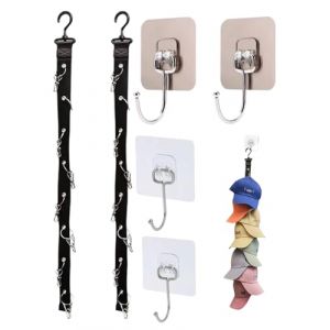 KGDUYC 2 PCS Porte Casquette, Pratique Rangement Casquette, Range Casquette avec 16 Clips, Support Casquette avec 4 Crochet Adhesif Mural, Porte Casquette Convient à Toutes Sortes de Chapeaux (Qertyias OÜ, neuf)