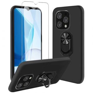 JDXHFF Coque Compatible avec Doogee N55 Plus/Doogee N55 / Doogee N55 Pro (6.6") Noir Housse et Support Rotatif 360° et Verre trempé écran Film Protecteur - Étui Souple Silicone TPU Case Cover (LIUHELIN, neuf)