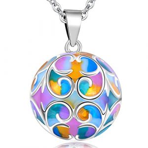 EUDORA Harmony Ball Collier Bola de grossesse l'iris Bola Pendentif pour Femmes Filles Cadeau Maman bijoux, 114cm+76.2cm Chaîne (EUDORA Harmony Ball, neuf)